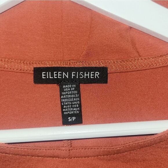 NWOT Eileen Fisher Rust Orange Pekoe Viscose Jersey Jewel Neck Tunic Tee Top S - Picture 8 of 12